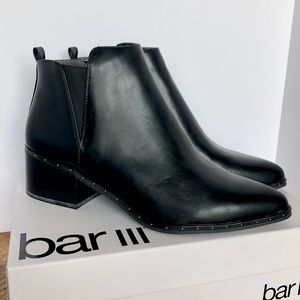 Bar III Gabby Ankle booties black leather size 10 stud detailing NEW never worn